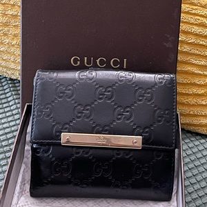Gucci Black Wallet with Gold Accent